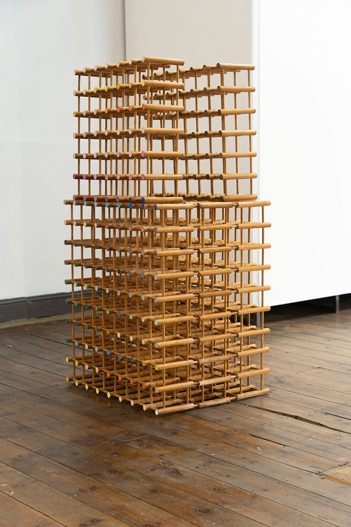 Gordon Froud, A three-wat tribute:             1)Sol Lewitt construction and colour dot drawing                2)	Marchelle Duchamp wine rack 3)	Hallmark House, Johannesburg (2026)